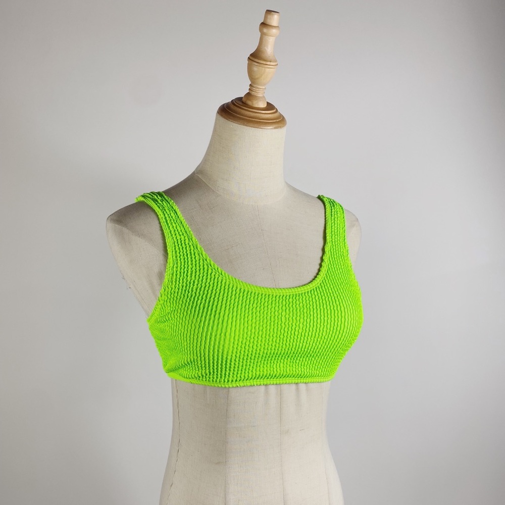 CABANA DEL SOL Lime Green Smocked Scoop Neck Small